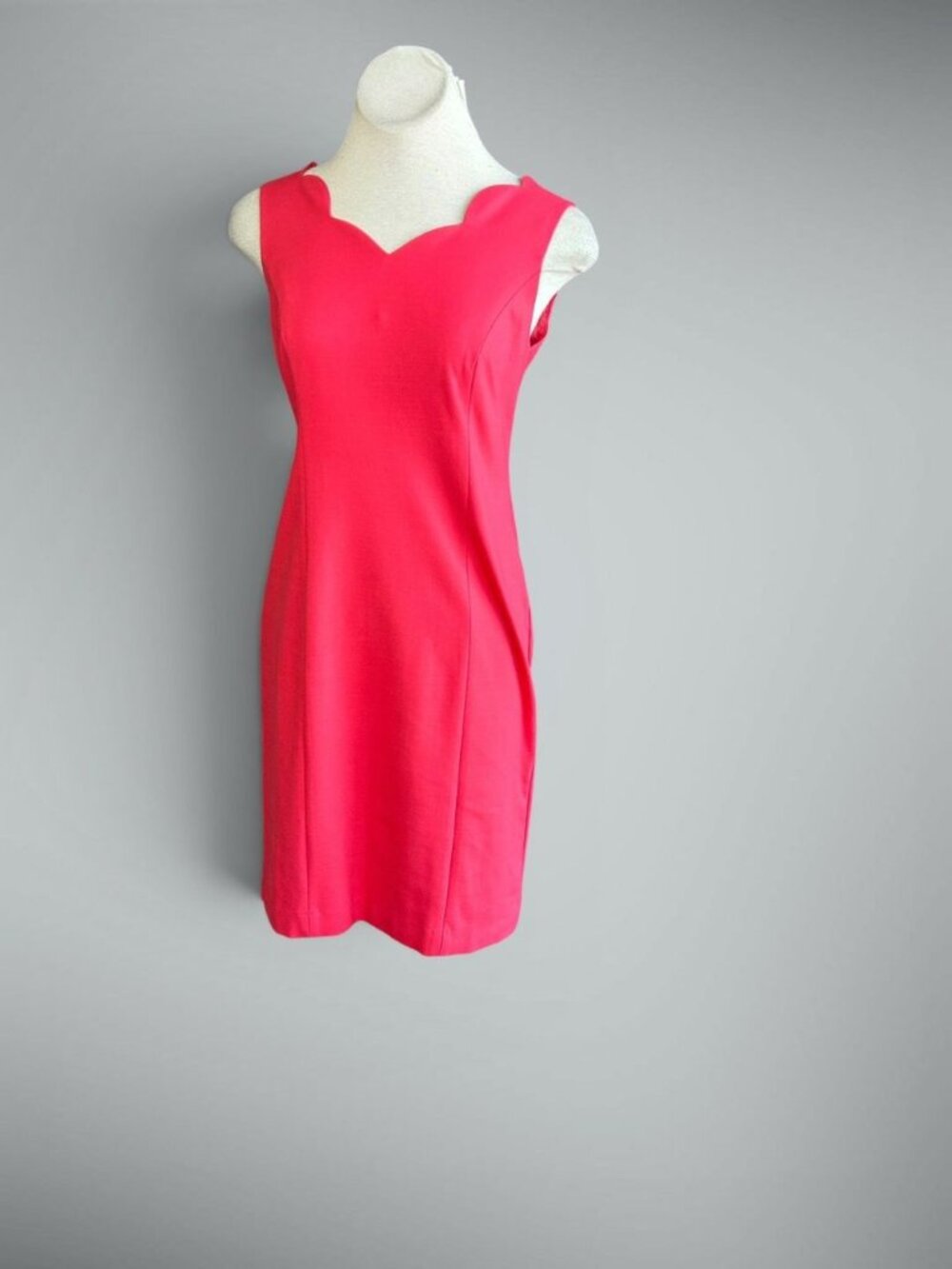 Talbots Pink Sleeveless Ponte Sheath Dress Scalloped V Neck Size 4